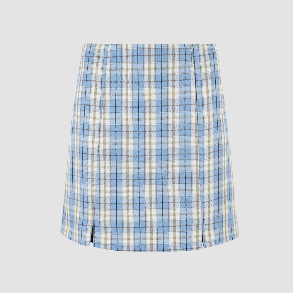Cider Blue Check Mini Skirt
